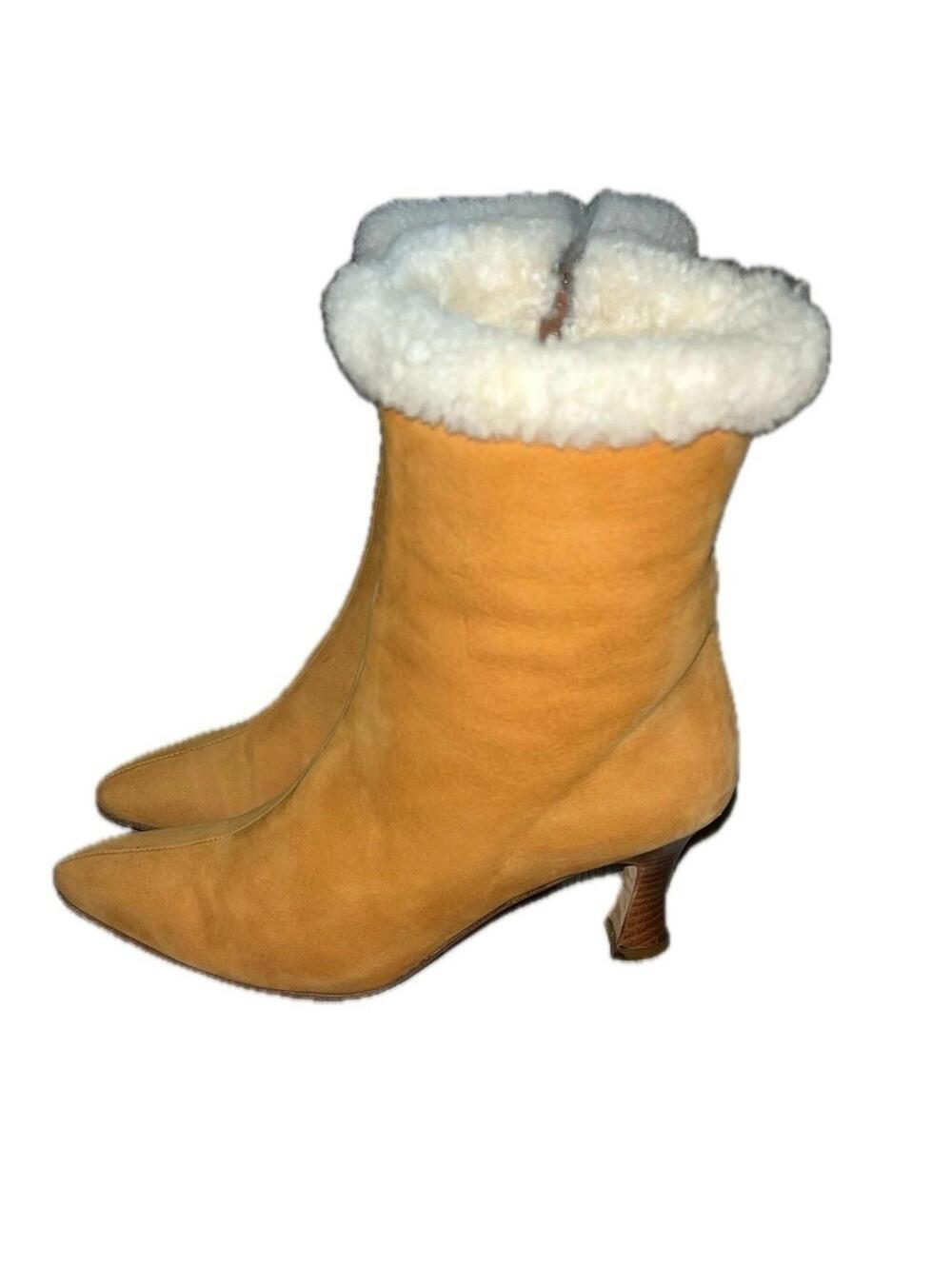Bally Shearling Suede Booties Heels, Size 7.5, Made in Italy - Picture 6 of 11